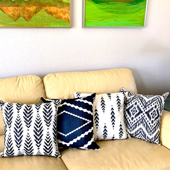 18x18 4 Styles Black & White Linen Blend Modern Boho Chic Throw Pillow Cover New - Picture 1 of 7